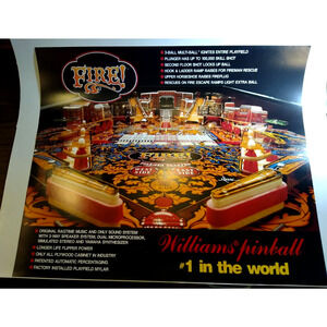 Fire Pinball Machine Game Wall POSTER Original NOS Vintage Promo Art 20" x 24"